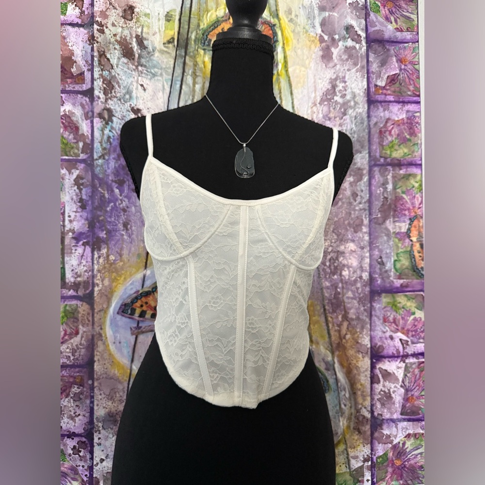 Forever 21 White Lace Bustier Top
